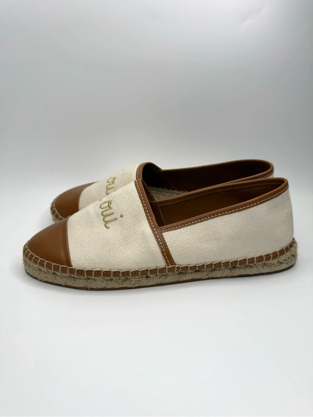 Cinq à Sept Jenna Oui Oui Embroidered Canvas Espadrille Shoes 41/11 US